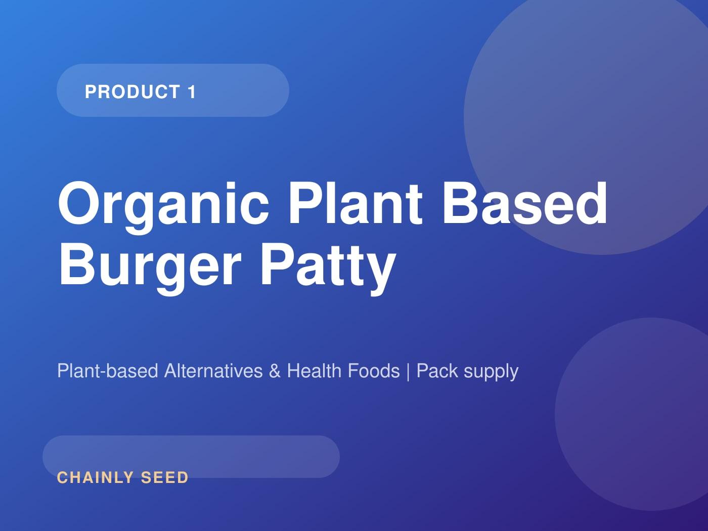Organic Plant Based Burger Patty